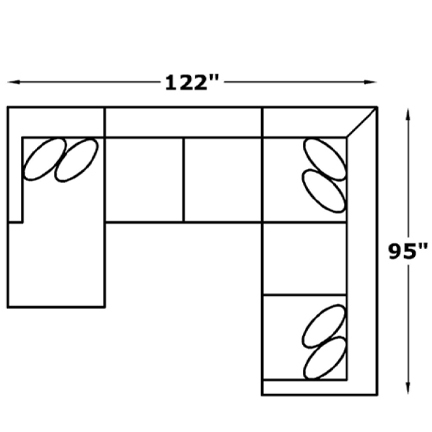 Layout C: Three Piece Sectional 122" x 95"