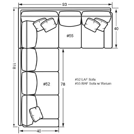 Layout D: Two Piece Sectional 118" x 93"