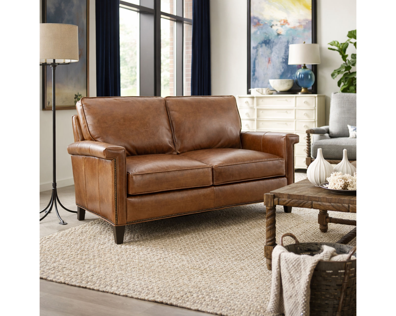 Bradington Young Mallory 774 Sofa (12 leathers) 8-Way Hand Tie - Mallory Stationary Loveseat 8-Way Hand Tie