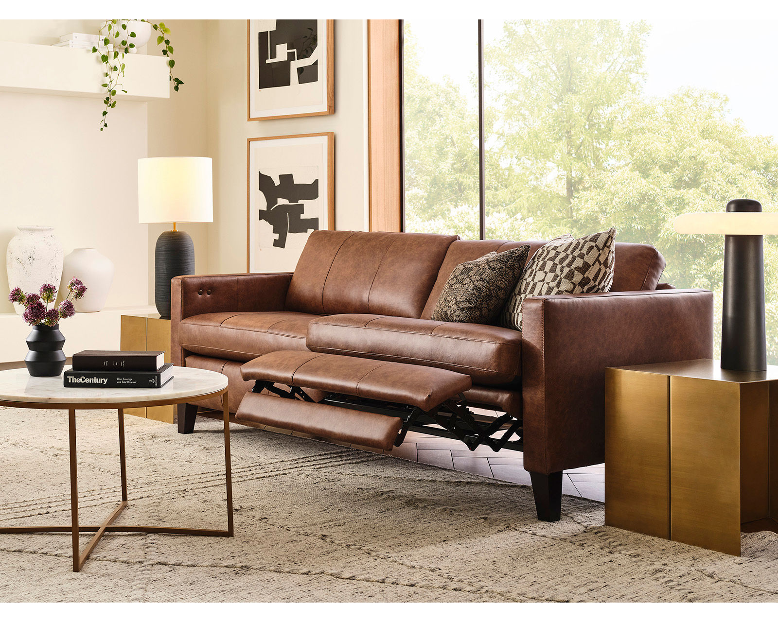 Traftly 82" Mid-Century Power Incliner Leather Sofa (+40 leathers) - Traftly Incliner Leather Sofa