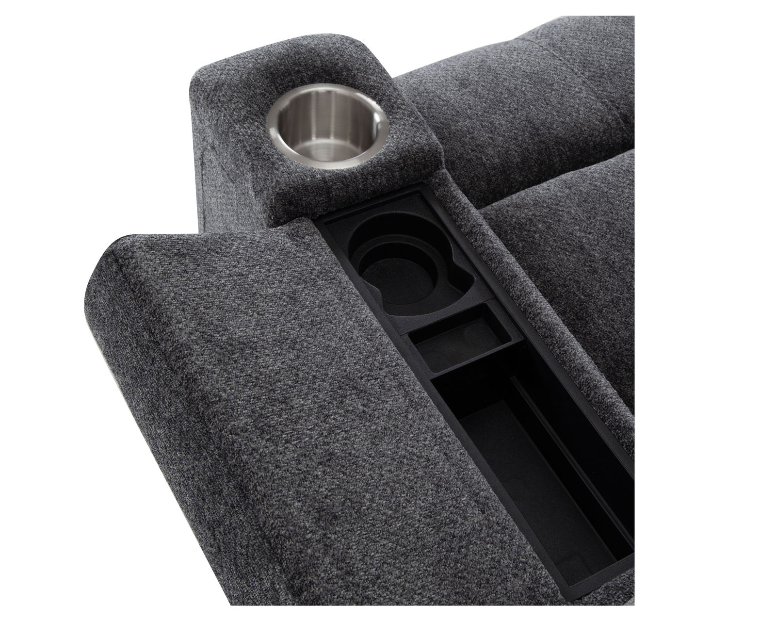 Arlington 8507 Chair & A Half Power Rocker Recliner (Extra-Wide Comfort. Built-In Storage. Wireless Charging) - Left arm features cupholder and storage