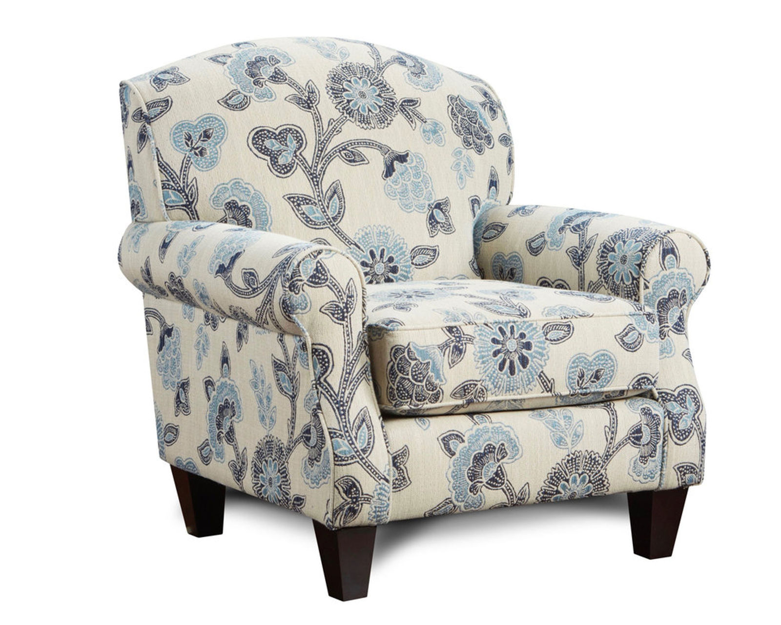 Catalina 96" Linen 4 Piece Living Room (Includes sofa, 2 chairs and cocktail ottoman) - Maya Indigo Accent Chair