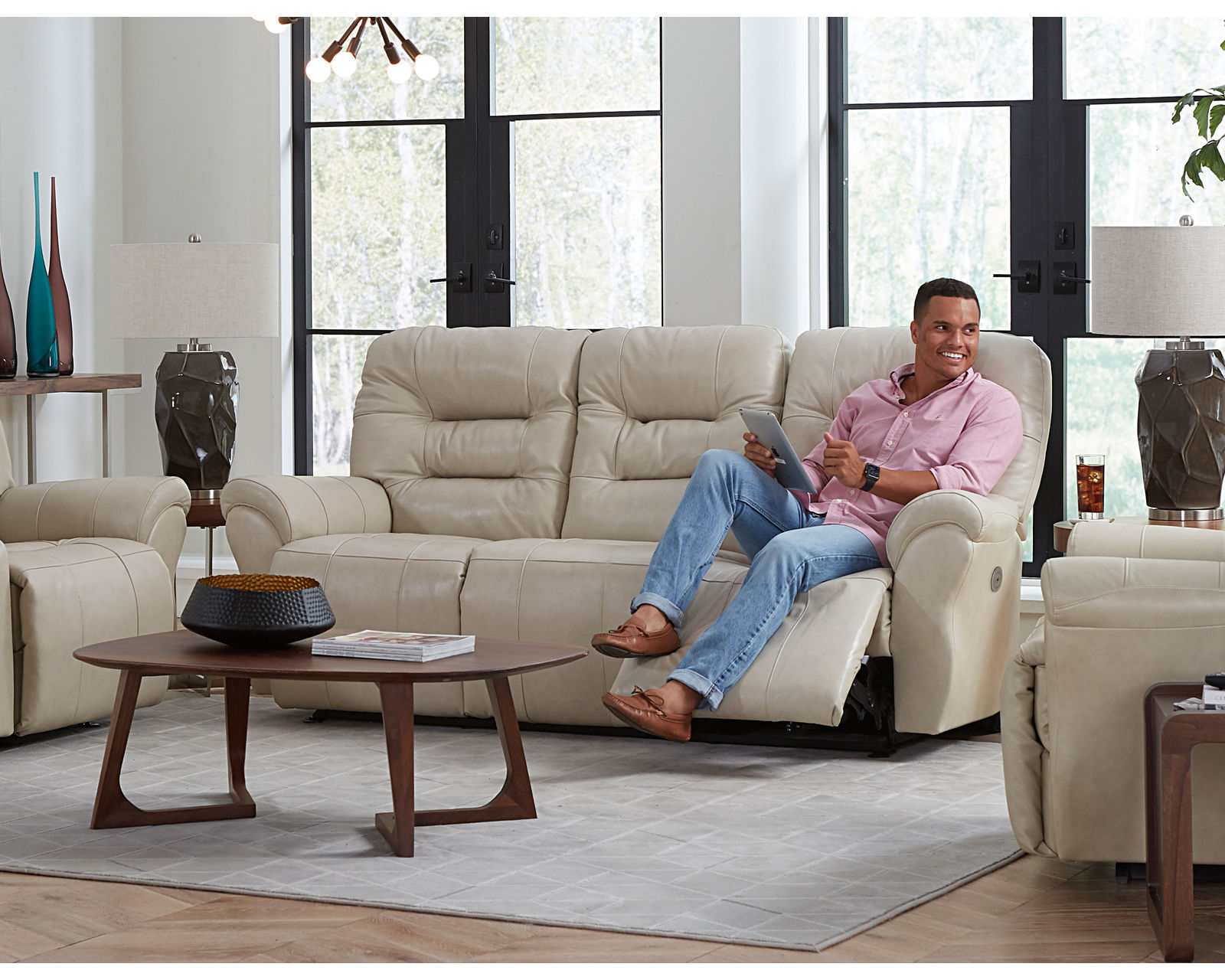 Unity Double Reclining Leather Sofa (+40 leathers) 85" - Unity Double Reclining Leather Sofa