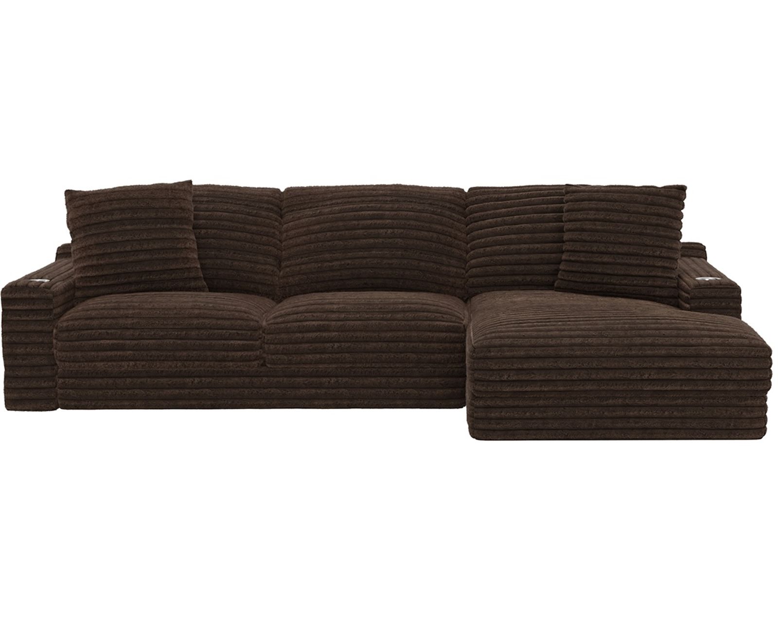 Comfrey 123" Sofa Chaise Sectional (3 colors) includes pillows - Shown in Fabric Color Chocolate
