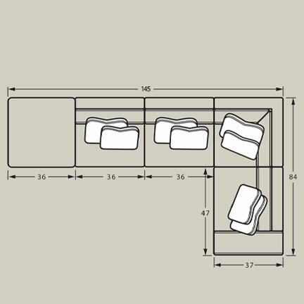 Layout F: Five Piece Sectional 145" x 84"