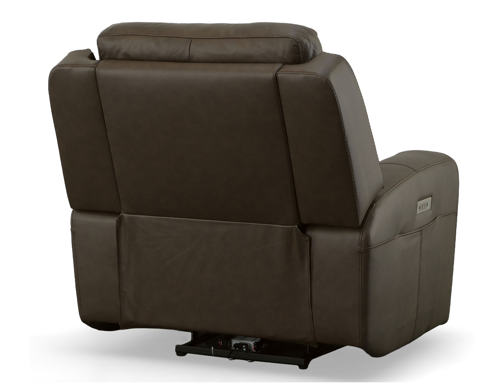 Barnett Power Reclining Loveseat with Console and Power Headrests and Lumbar (Dark Brown leather) in stock - Barnett Power Recliner with Power Headrest and Lumbar In Dark Brown