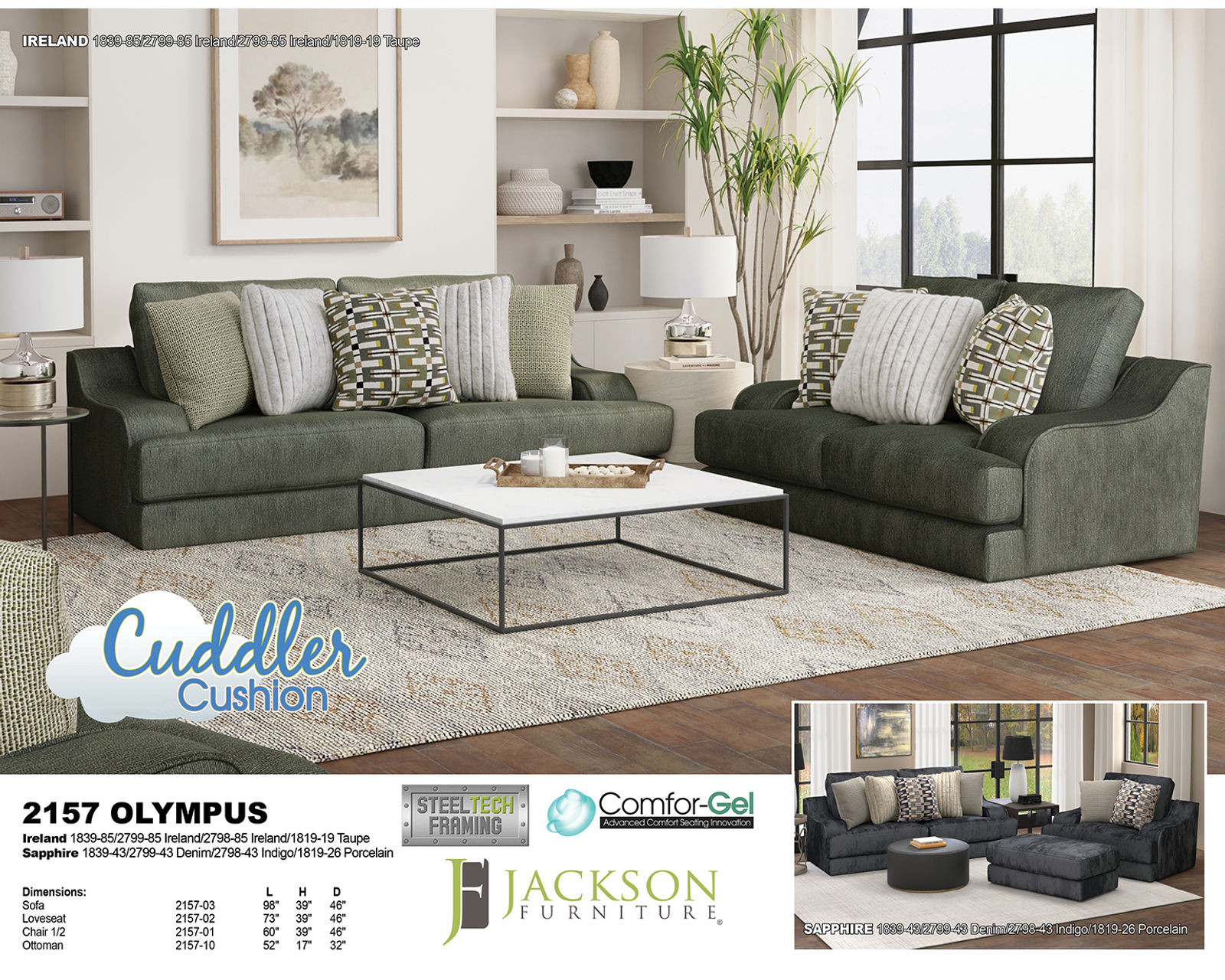 Olympus 98" Oversized Sofa (includes pillows) 2 colors - The Jackson Furniture Advantage. Feel the Difference.