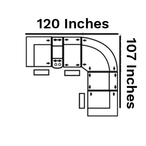 Layout D: Six Piece Sectional 120" x 107" (3 recliners)