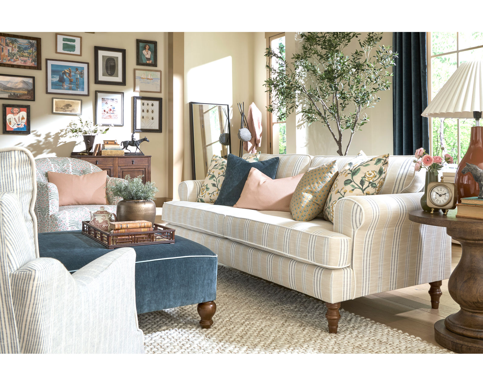 Erin & Ben Faulkner 86" Small Stripes Sofa ( +7 fabrics)  - Faulkner 86" Sofa