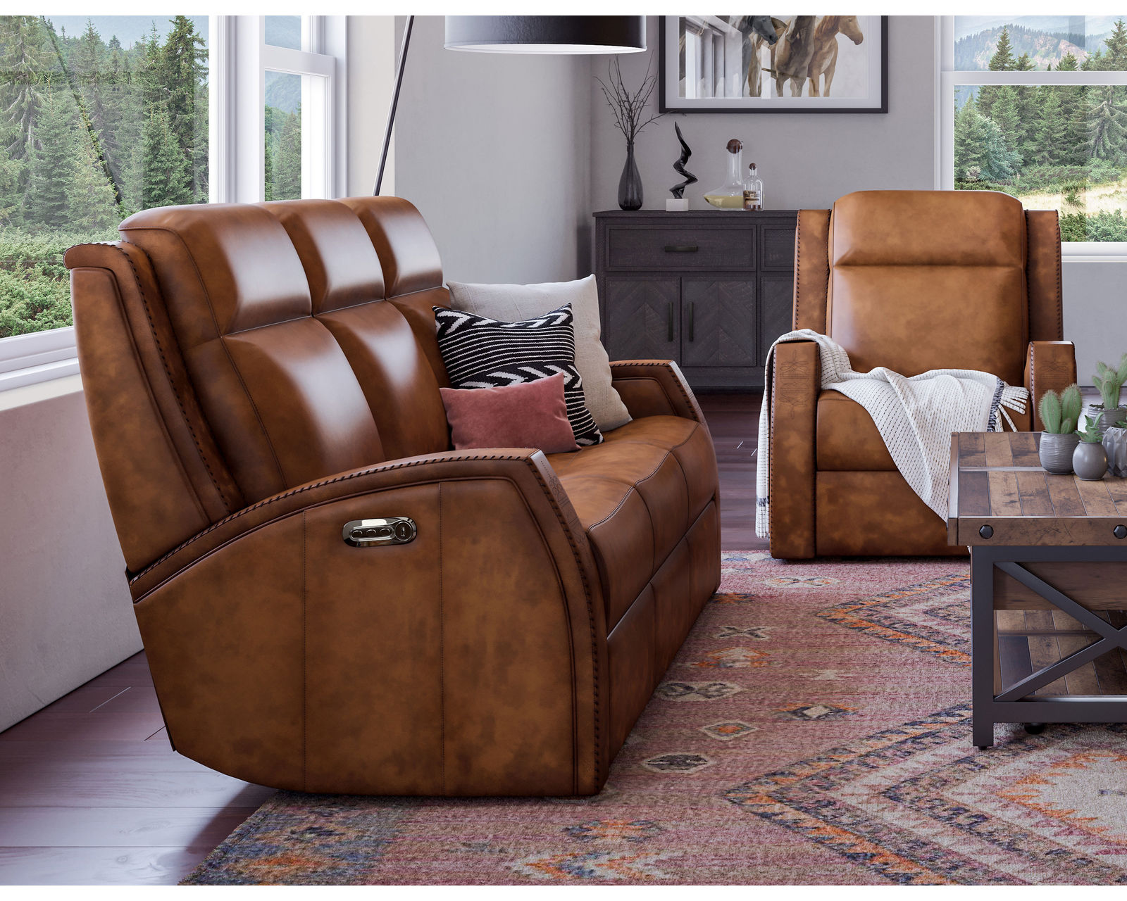 Mustang Power Reclining Loveseat with Console and Power Headrests (in stock)