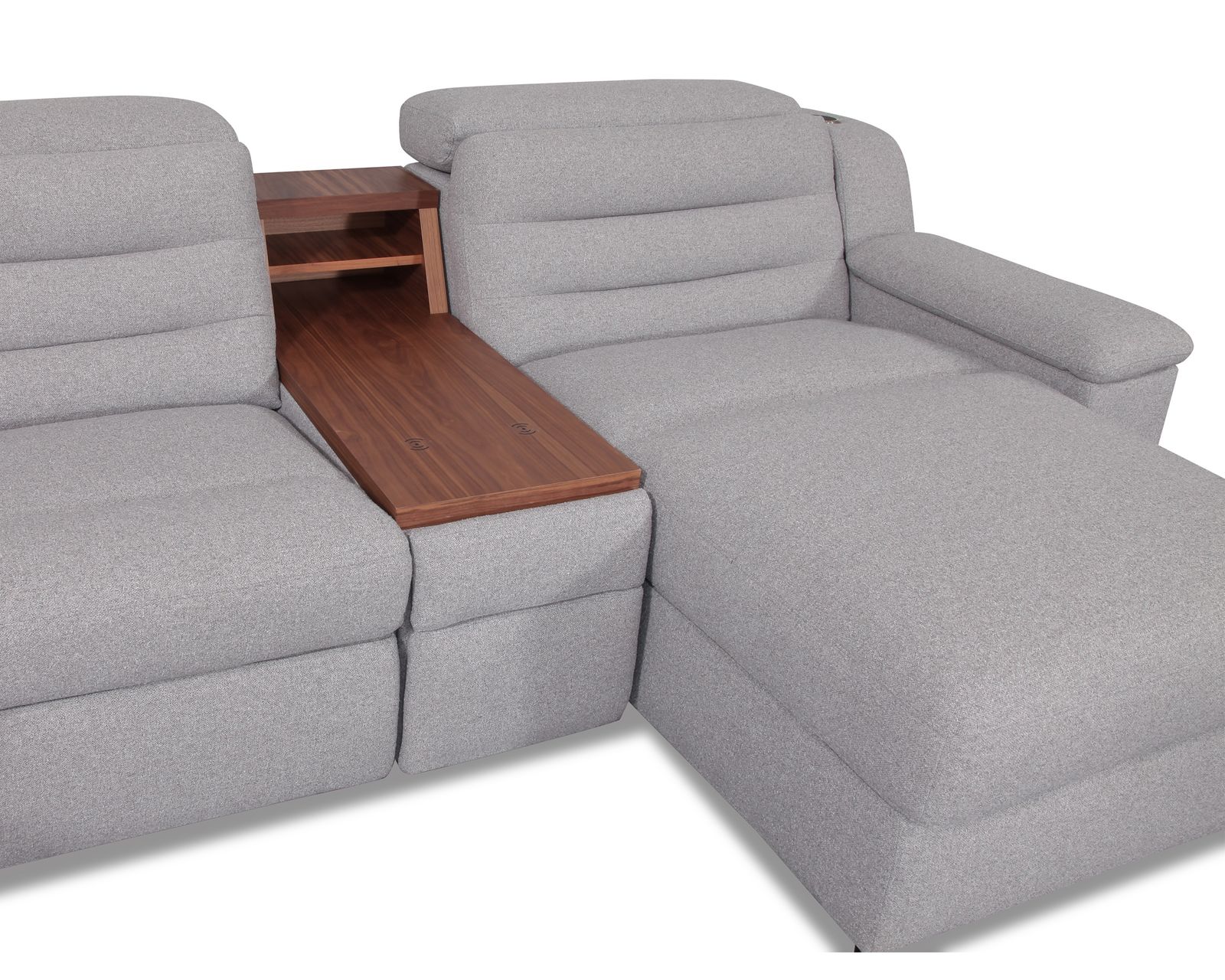 Lotus 44012 Reclining Sectional (+200 colors) - Drawer storage in the Lotus Console with Shelf
