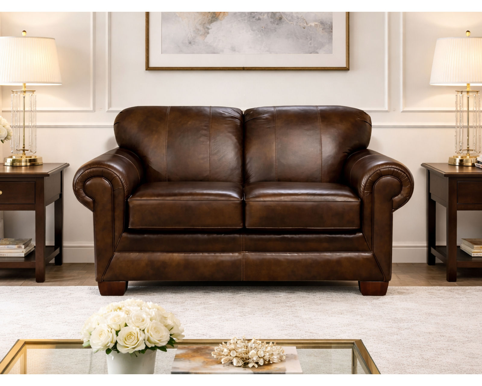 Monroe 87" Leather Sofa  (+29 Top-Grain Leathers) - Monroe 65" Leather Loveseat