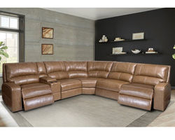 Swift Power Headrest Power Reclining Sectional Bourbon Leather  (In stock - Fast shipping)
