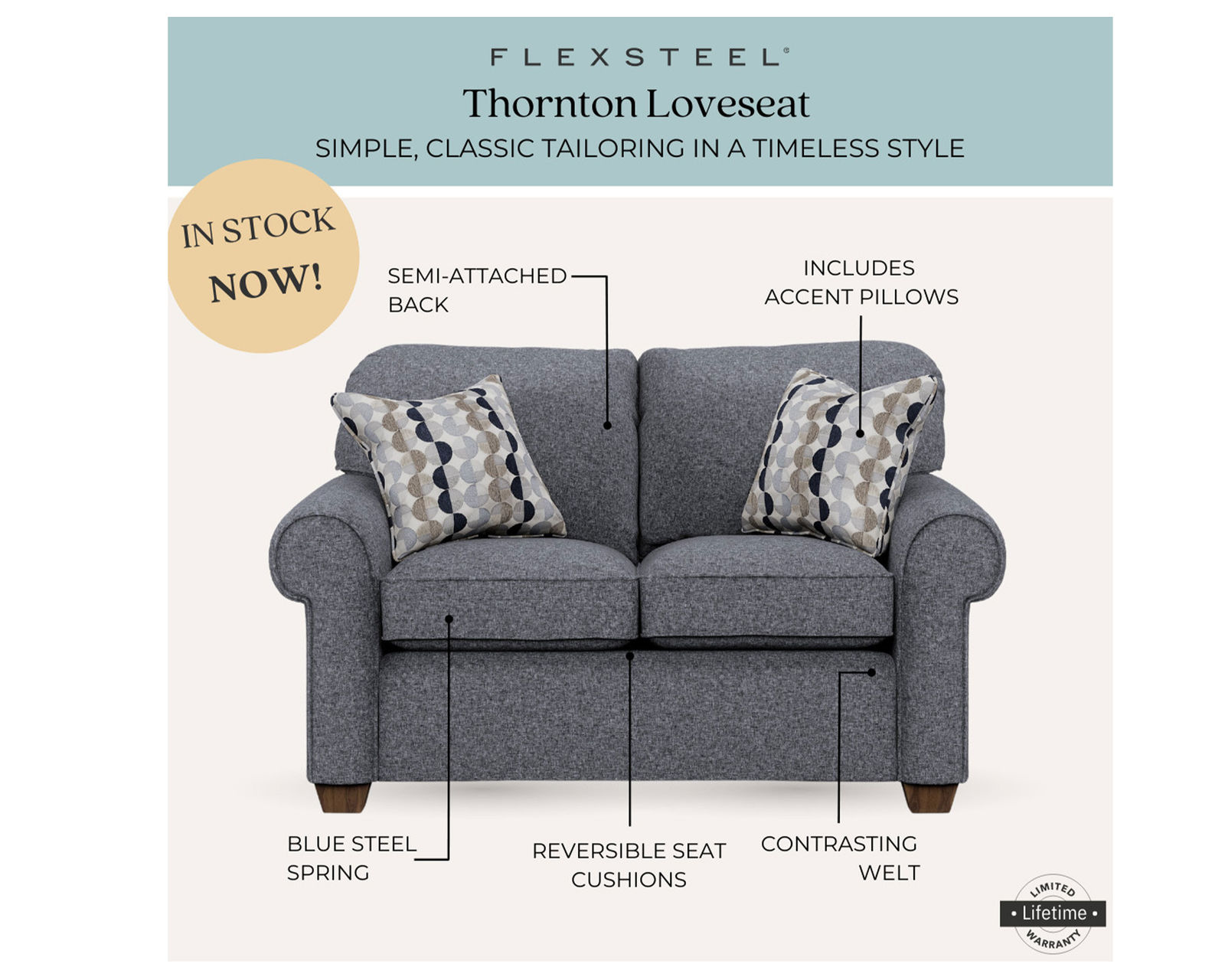 Thornton 5535 Sofa (87") In stock - Thornton Loveseat (in stock)
