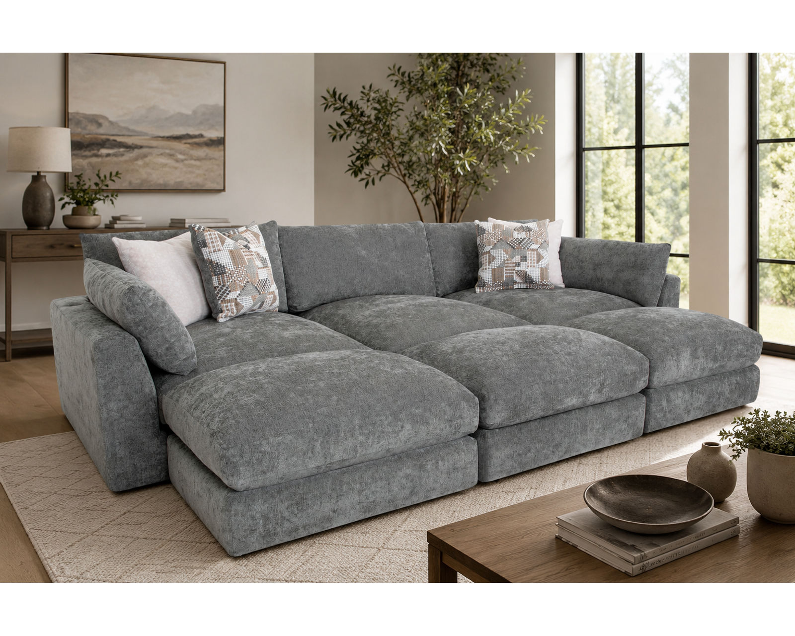 Seurat 965 Modular EXTRA Deep Seated Sectional (Stretch Out. Settle In. Stay Awhile) - Shown in Durable Polyester Color Green Bay