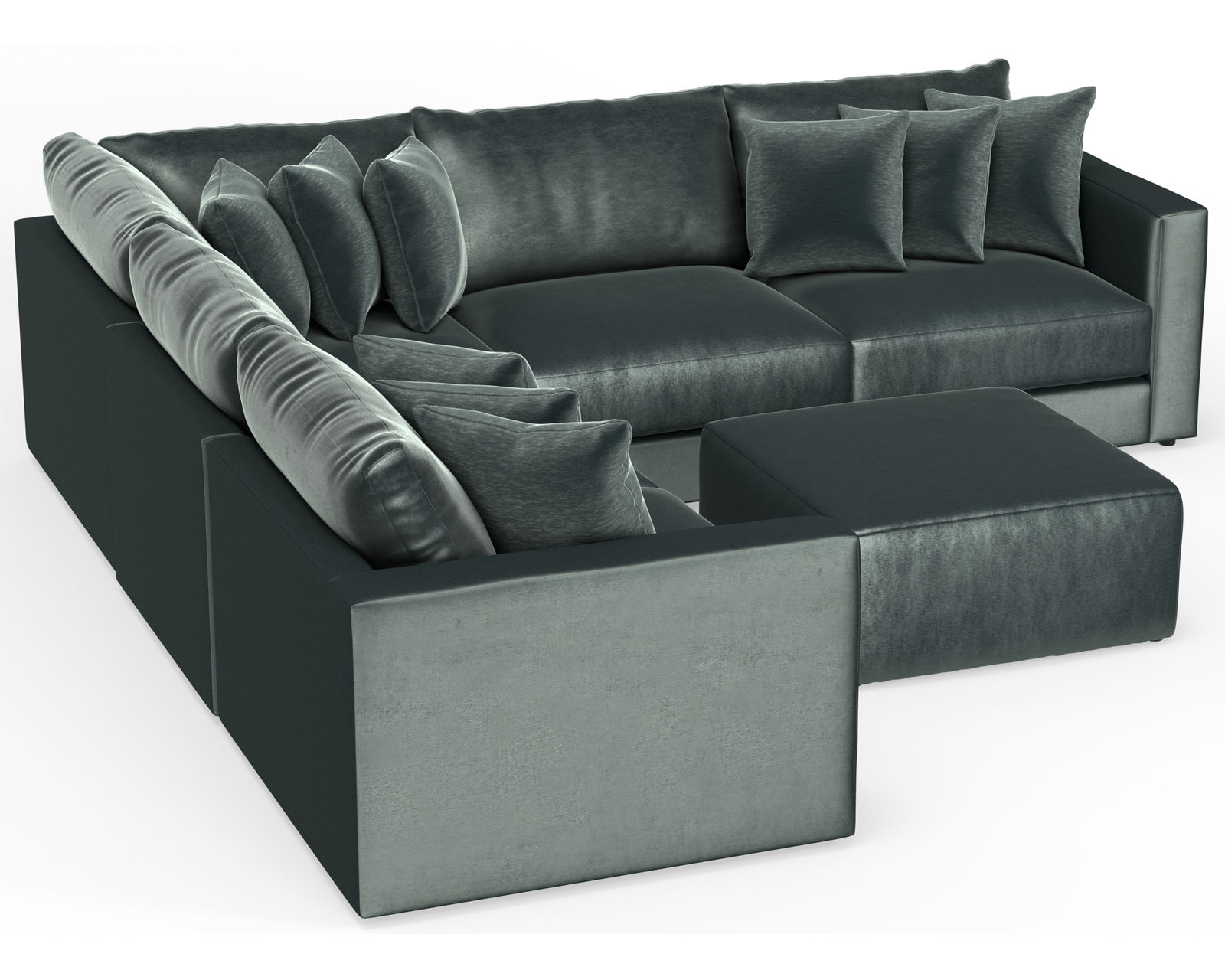 Remington 2245 Stationary Sectional (Includes Pillows) extra wide - Layout F: Five Piece Sectional 131" x 131" (ottoman available) Pine