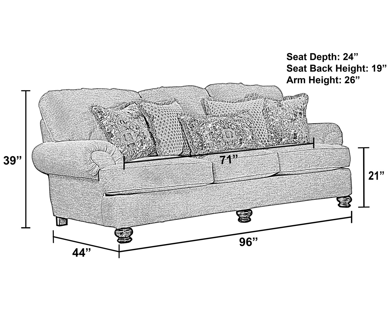 Freemont Oversized 96" Sofa (includes pillows)