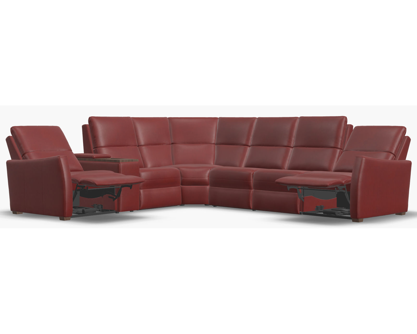 Luna 40110 Triple Power Reclining Sectional (+100 leathers) - Layout D: Four Piece Reclining Sectional (2 recliners) 111" x 123"