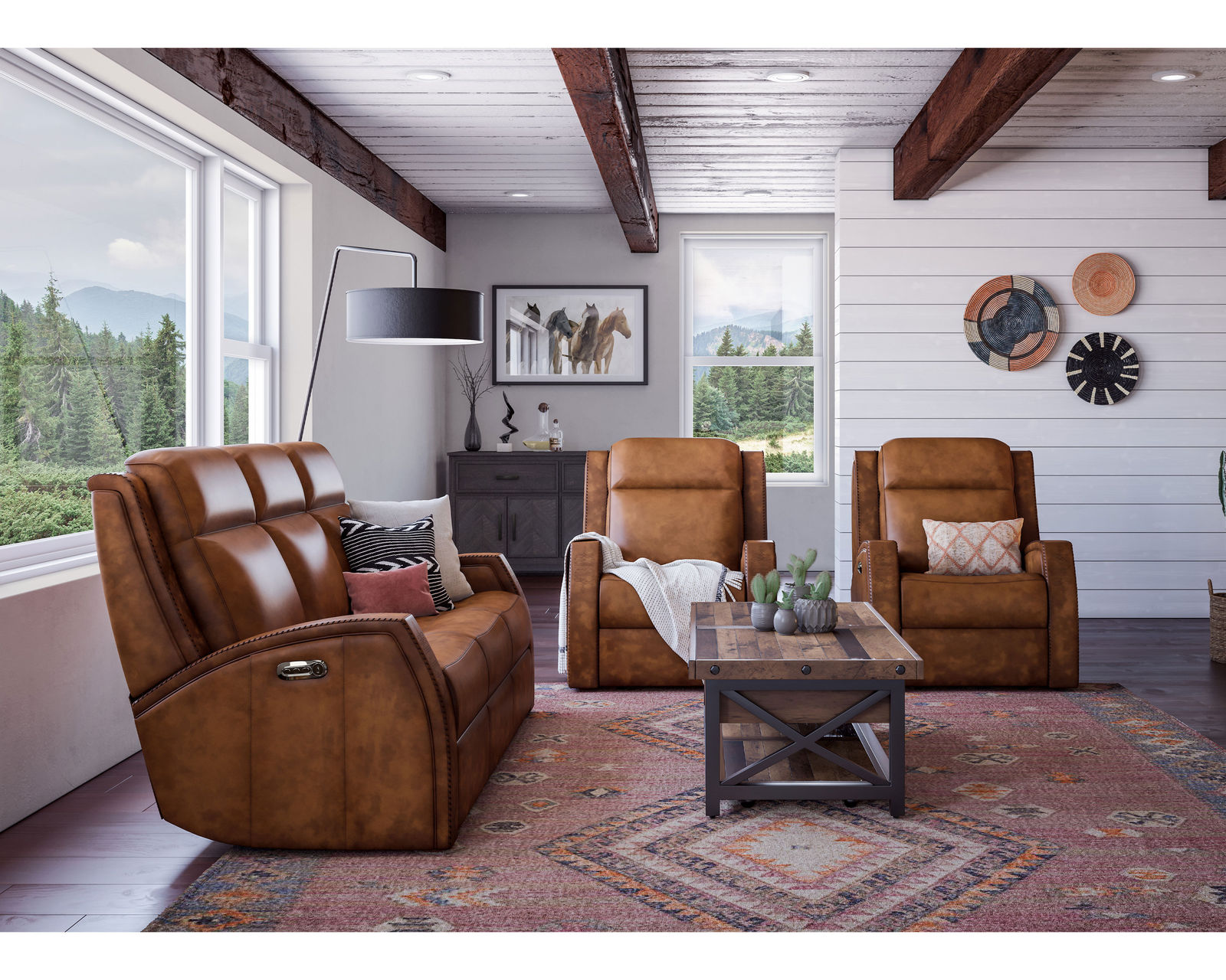 Mustang Power Reclining Loveseat with Console and Power Headrests (in stock)