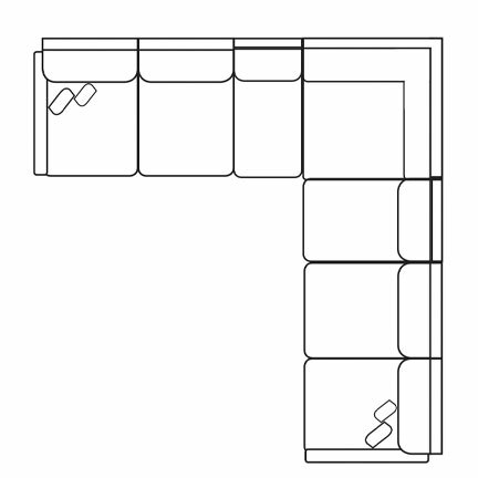 Layout I: Five Piece Sectional 127" x 127" (2 USB Chargers)