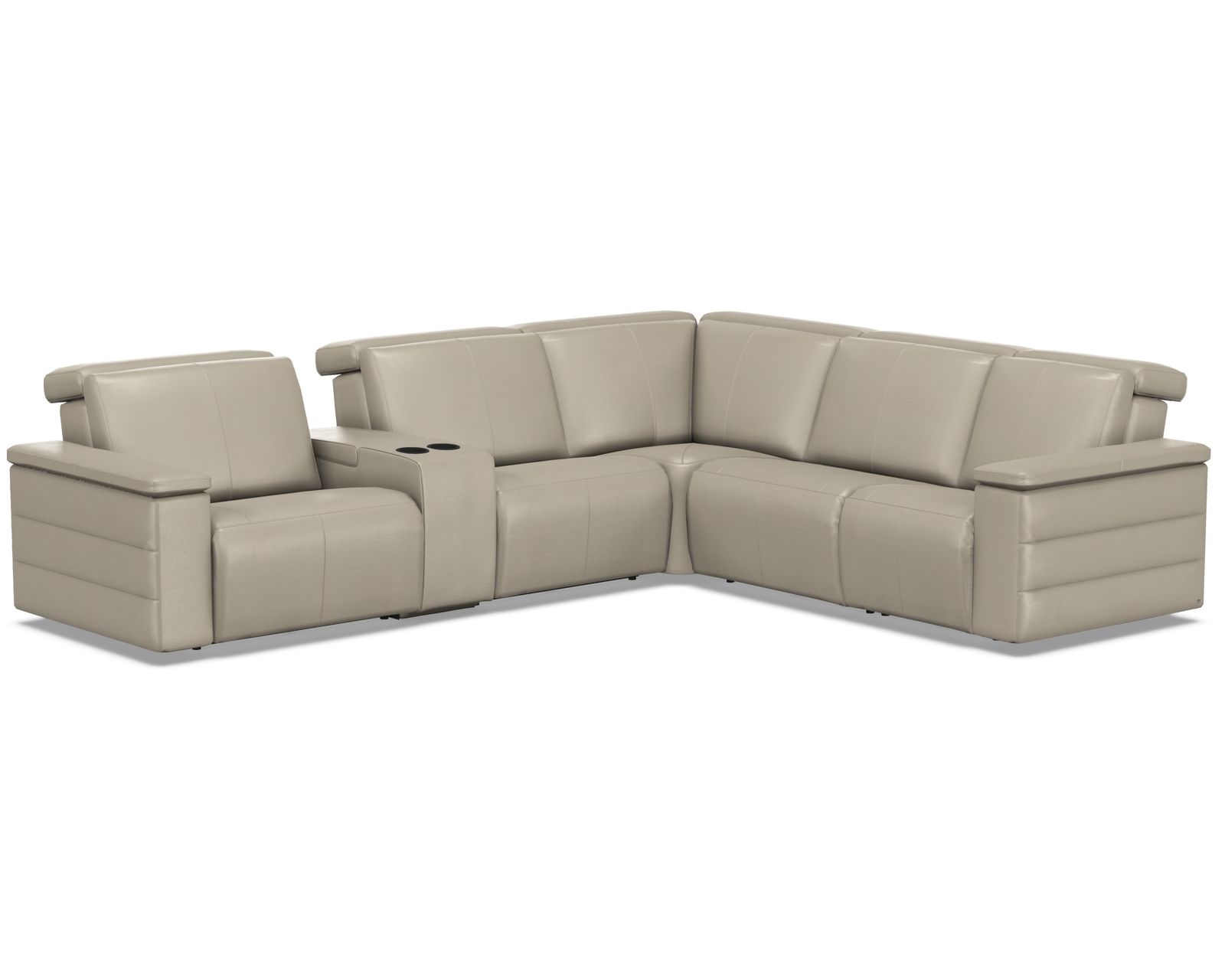 Nala 3003 Power Headrest Power Reclining Sectional (standard and wide width) +140 leathers - Layout D: Six Piece Wide Reclining Sectional 129" x 116" (three recliners)