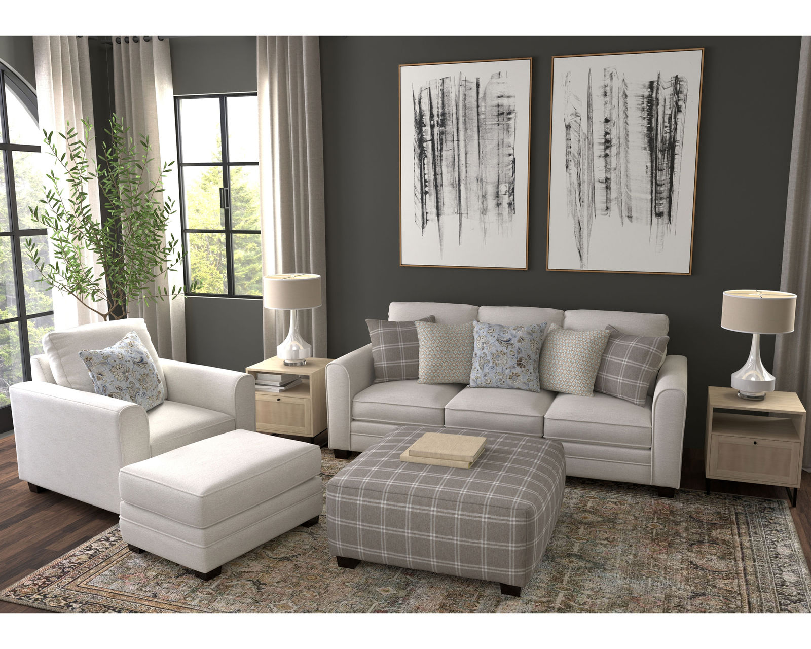 Magnolia 90" Sofa (durable polyester fabric) includes pillows  - Includes all pillows shown in the photographs