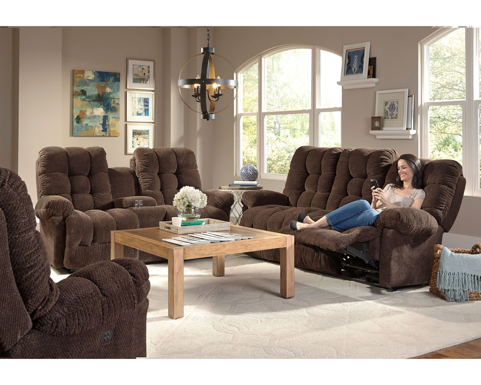 Everlasting Double Reclining Console Loveseat (+100 fabrics) - Everlasting Double Reclining Sofa