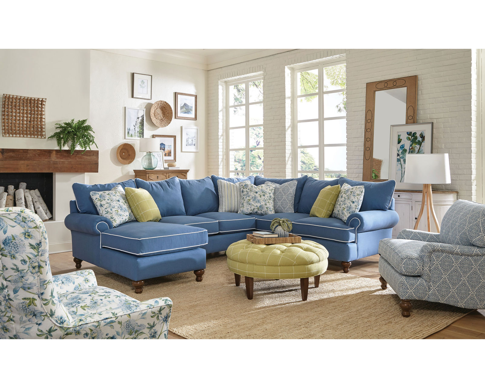 Laurens Stationary Sectional (Performance fabrics) P7117BD-Sect - Sectional Layout N: 2.0 density foam (above industry standard-1.8)
