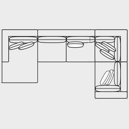Layout J: Five Piece Sectional 64" x 154" x 83"