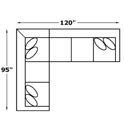 Layout F: Two Piece Sectional 95" x 120"