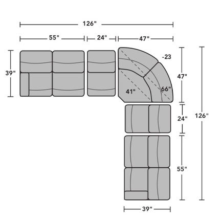Layout B: Seven Piece Sectional 126" x 126"