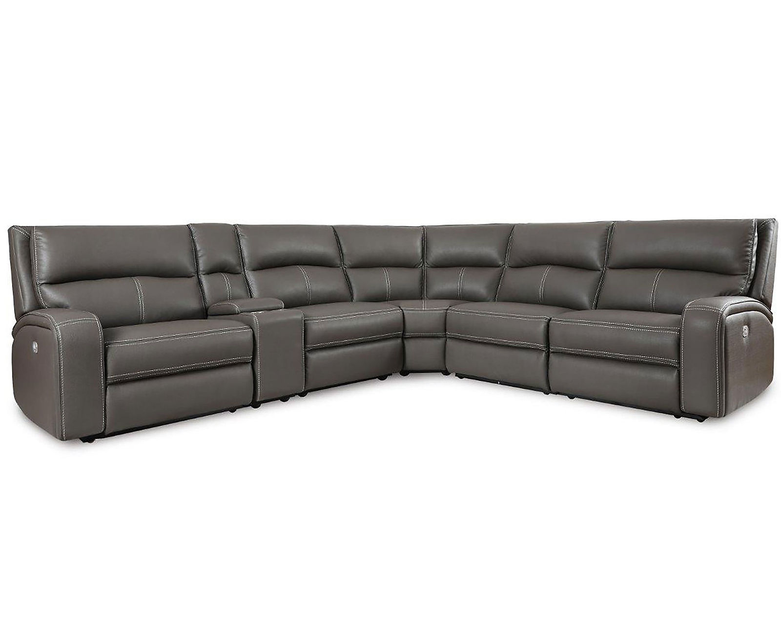Polaris Zero Gravity Power Headrest Power Reclining Sectional Haze (In stock - Fast shipping) - Layout B: Six Piece Reclining Sectional 131" x 118"