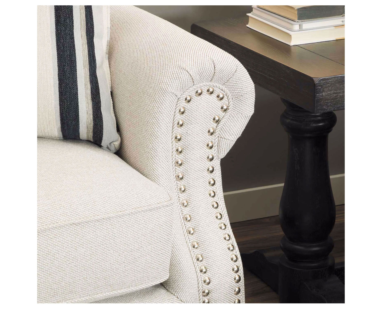 Sweater Bone 91" Sofa (Includes Pillows - Performance Fabric) - Nailhead Trim
