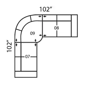 Layout I: Three Piece Sectional 102" x 102"