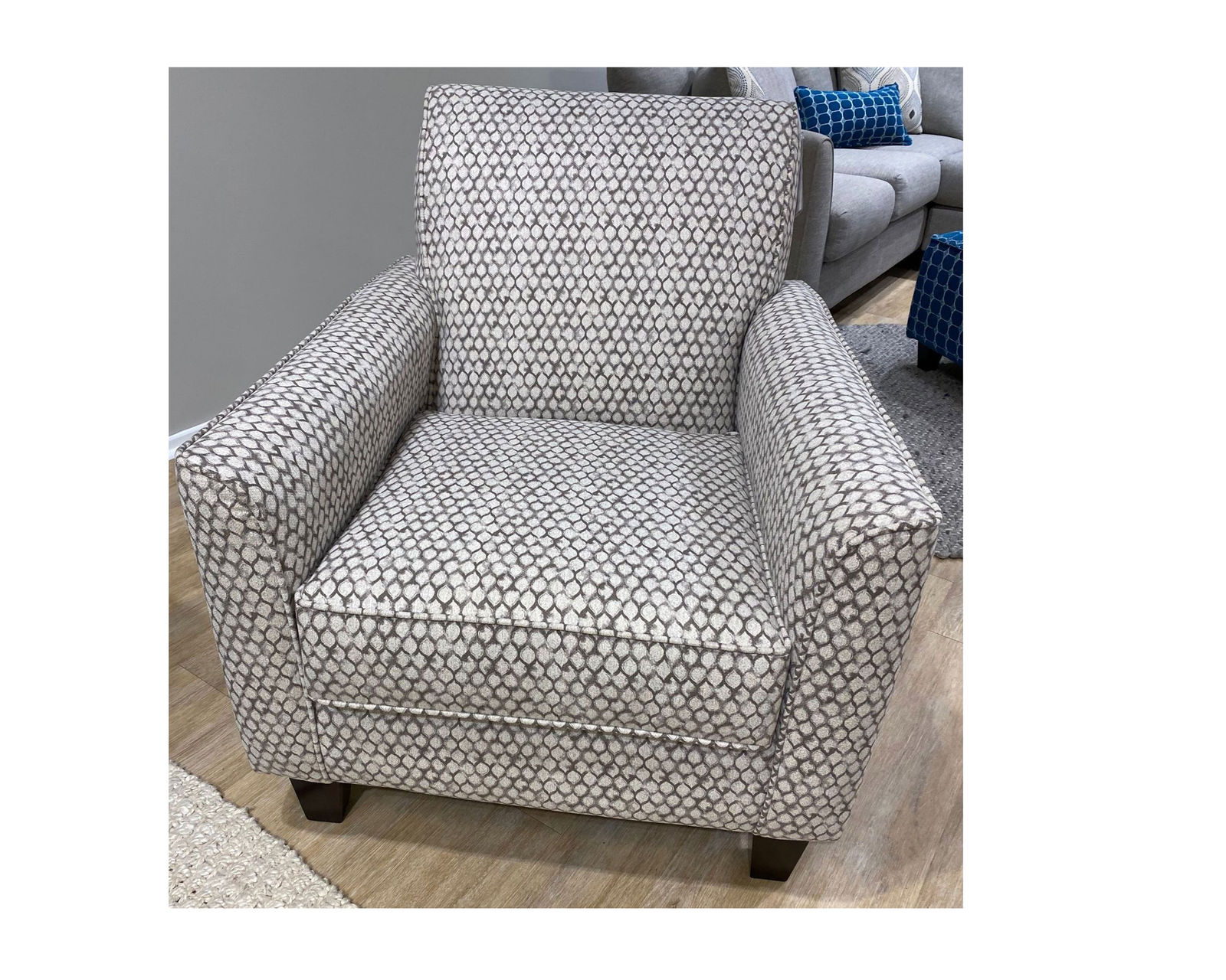 Jonah Linen Three Piece Sectional (Includes Pillows)  - Leilani Smoke Accent Chair