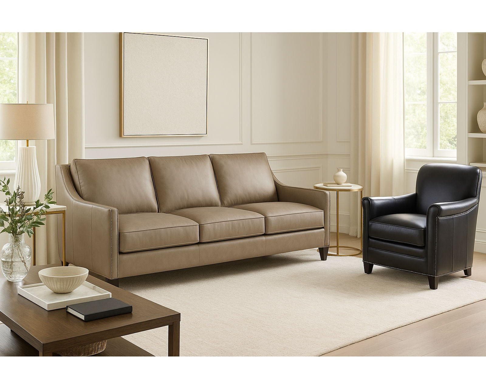 Bradington Young Christopher 318 Sofa (12 leathers) 8-Way Hand Tie - Christopher Stationary Sofa 8-Way Hand Tie