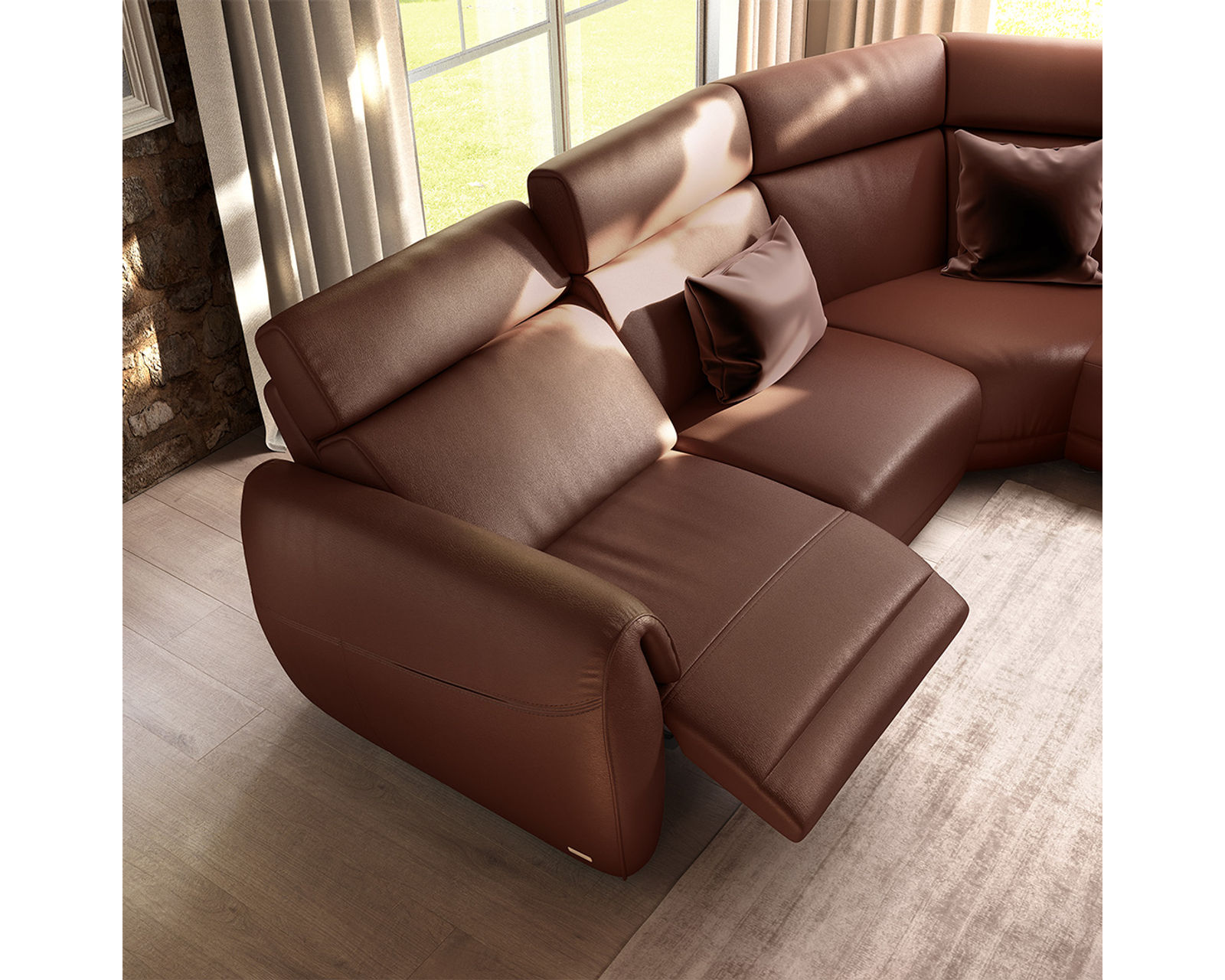Nuvia C328 Triple Power Reclining Sectional (+55 leathers) - Triple Power Motion Mechanism