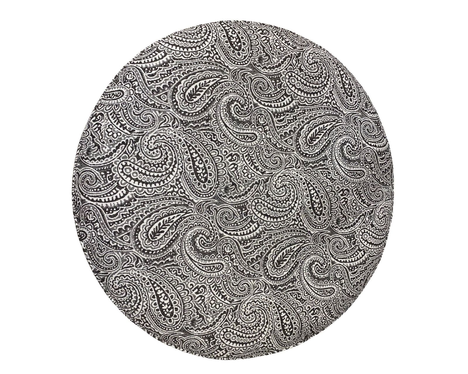 Homecoming Stone Three Piece Chaise Sectional (performance fabric) 96" x 140" - Regency Iron 39" Round Cocktail Ottoman - performance fabric