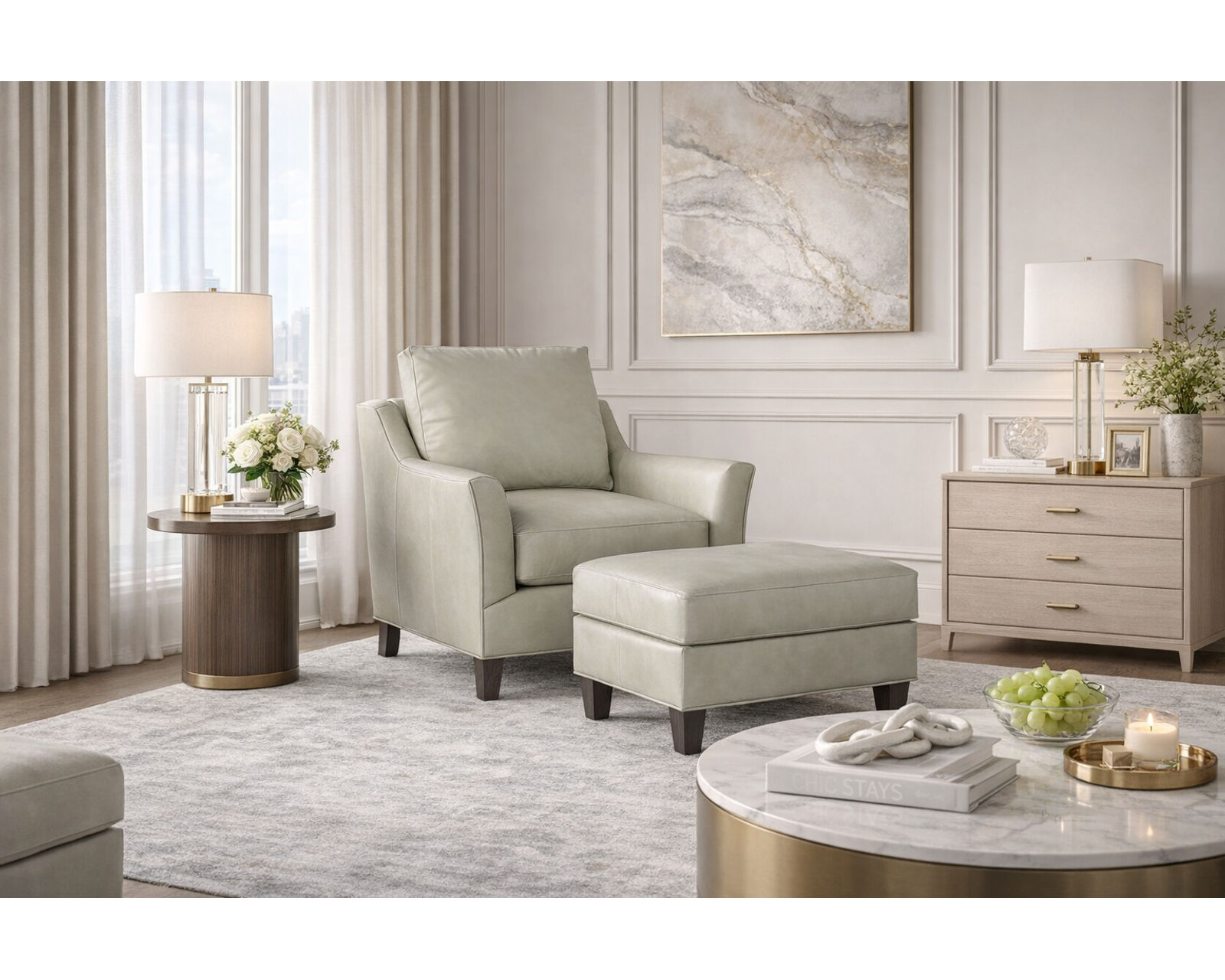 Bradington Young Marleigh 772 Sofa (12 leathers) 8-Way Hand Tied - Marleigh Stationary Chair 8-Way Hand Tie