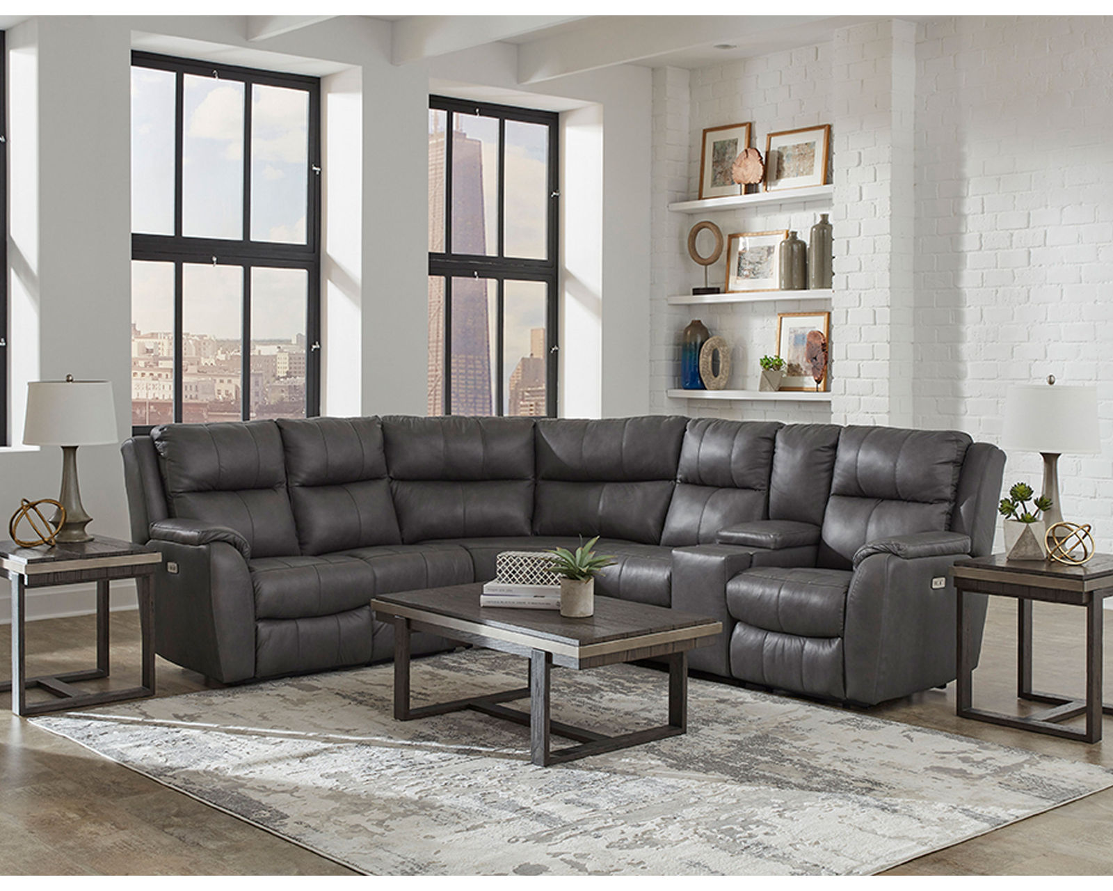 Marquis Modular Reclining Sectional (Colors Available) - Sectional Layout B: Available in fabric and leather