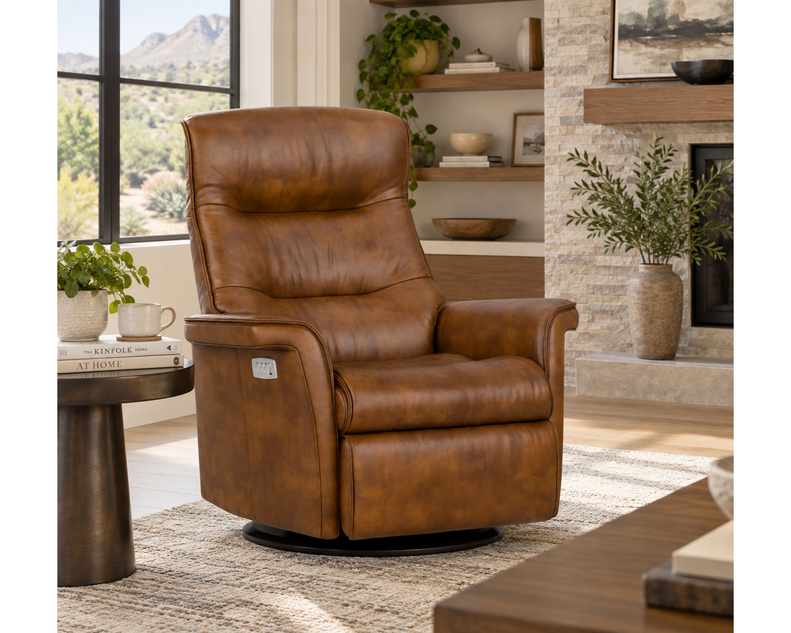 Chelsea Swivel Glider Relaxer Recliner Whiskey (Scandinavian Comfort That Moves With You) In stock - In Stock with Fast Free Shipping