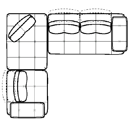 Layout D: Four Piece Sectional 116" x 133"