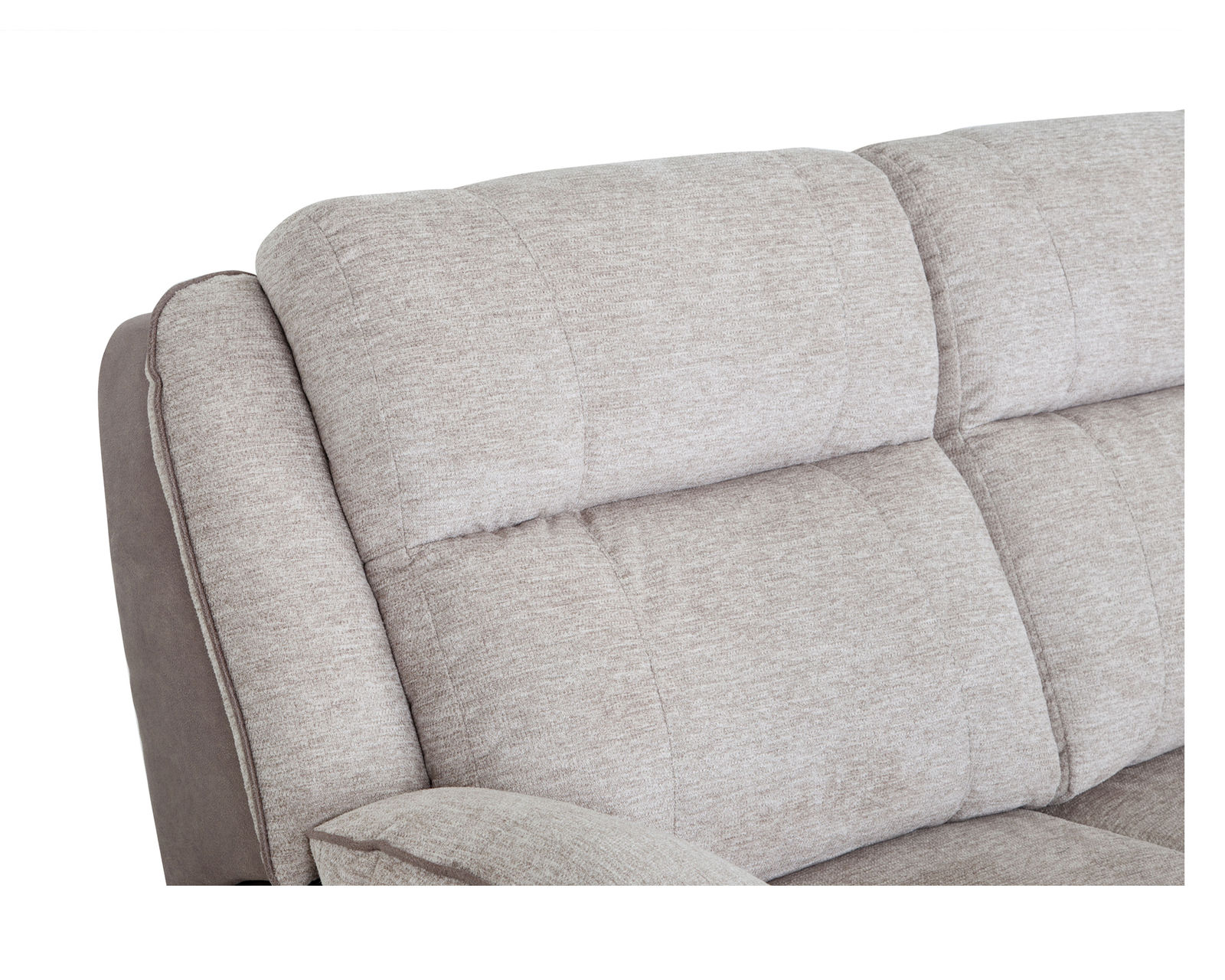 Broderick Two Tone 90" Power Reclining Sofa  - Two tone fabric and faux leather