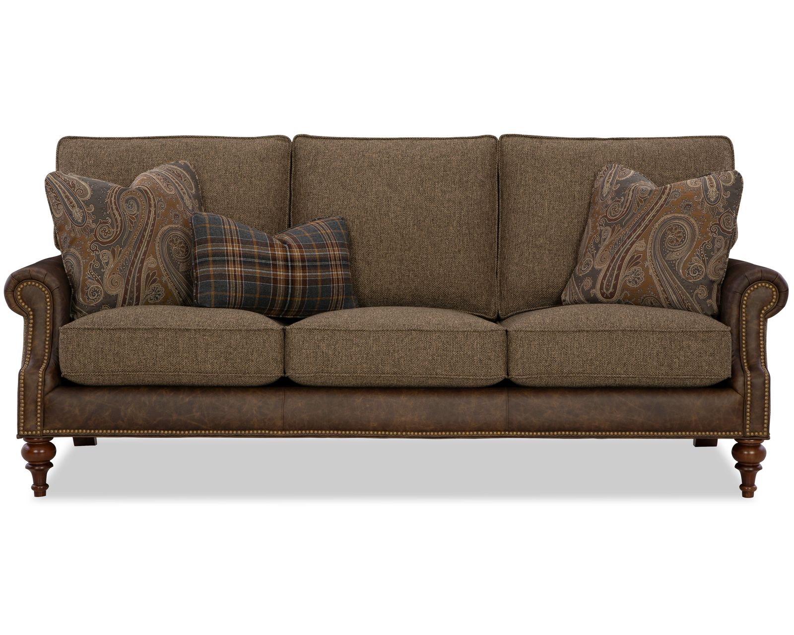 Timberline LF7482 Leather and Fabric Sofa (89") - Top-grain leather combined with performance fabrics