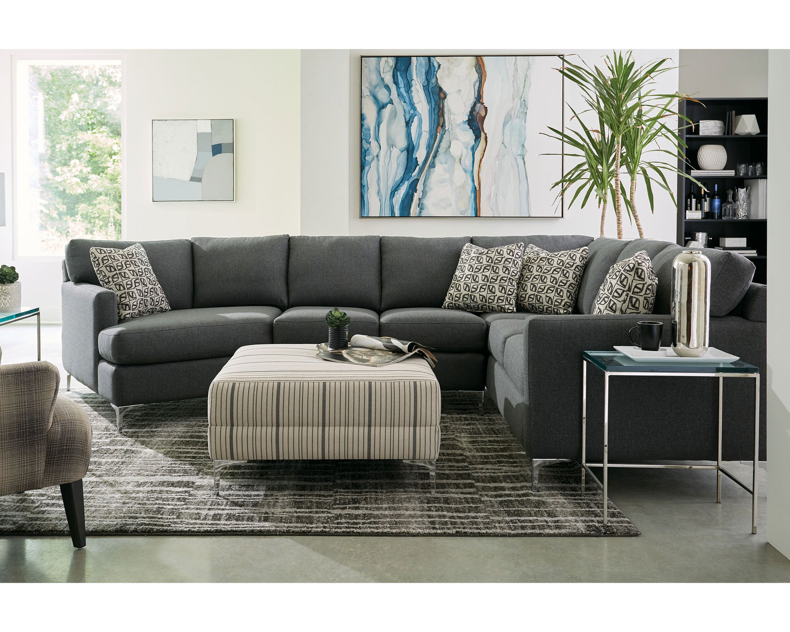 M9 Sleeper Sectional (100+ Performance fabrics) Make it yours - Shown with track arm, box back cushions and metal legs