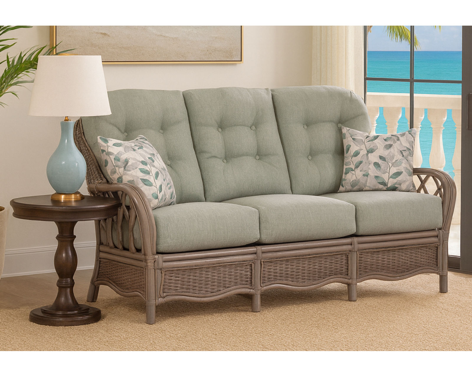 Everglade 76" Rattan Sofa (+28 finishes - 69 fabrics) - Everglade 76" Rattan Sofa