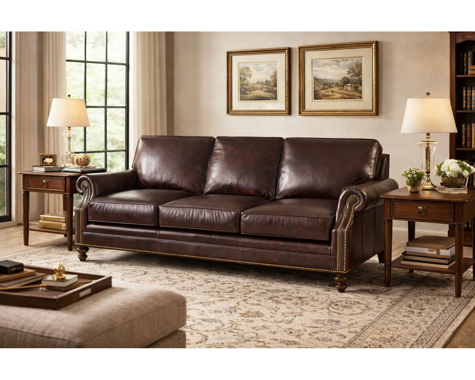 Bradington Young West Haven 759 Sofa (12 leathers) 8-Way Hand Tie - West Haven Stationary Sofa 8-Way Hand Tie