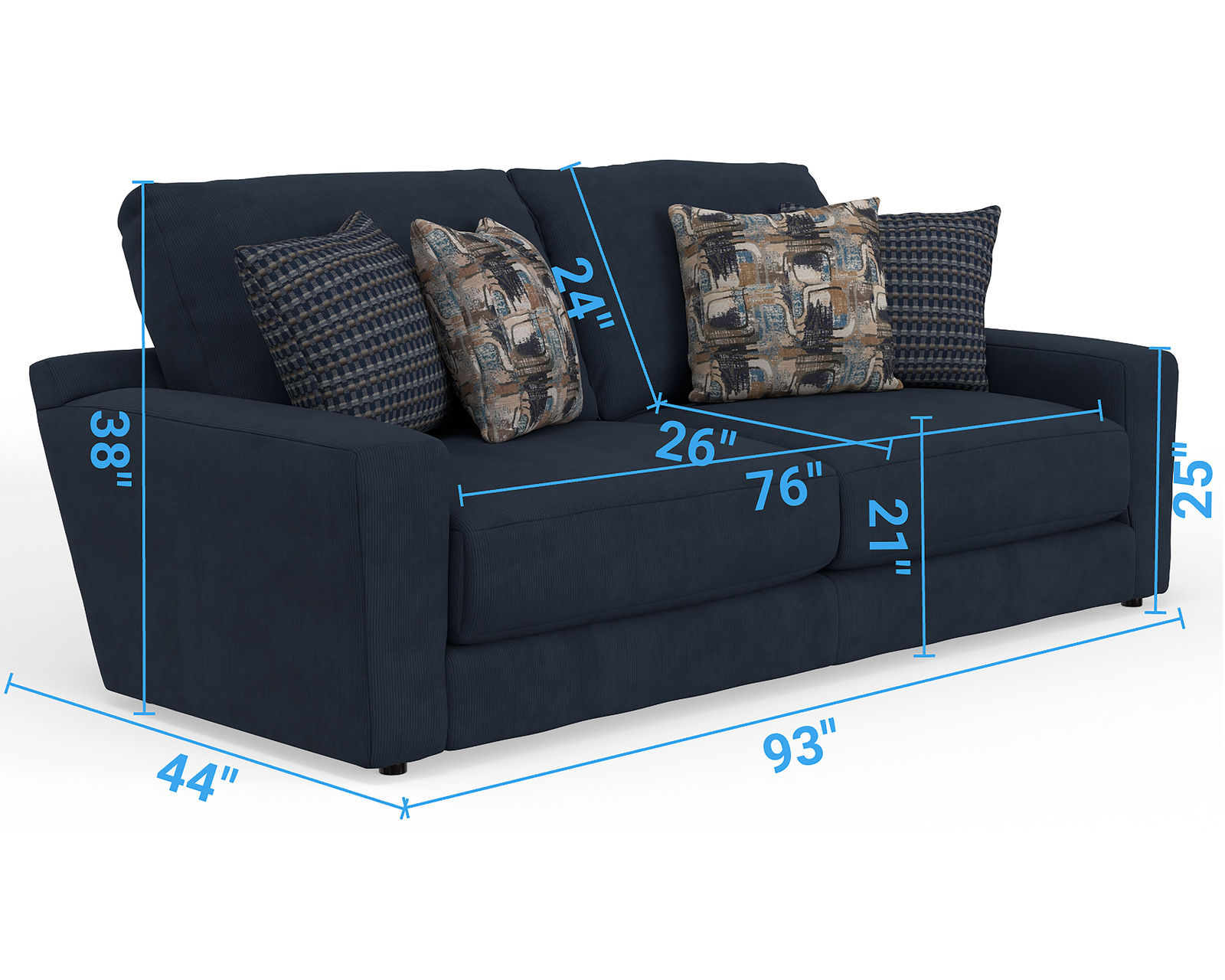 Milo 93" Sofa - 4046 (includes pillows) - Includes Comfort Coil Seating with individually pocketed coils for comfort