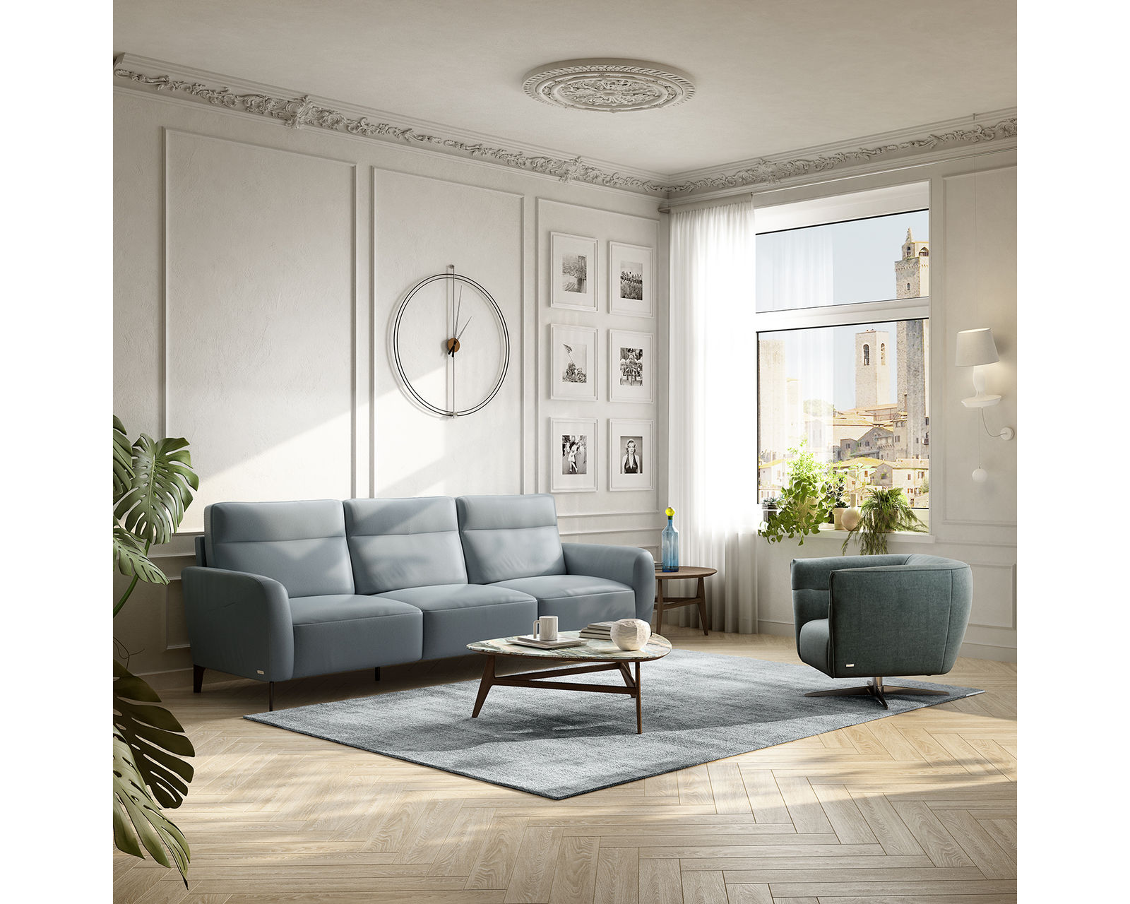Breeze C326 Leather Sofa 79"  (+57 leathers) - Breeze 79" Sofa