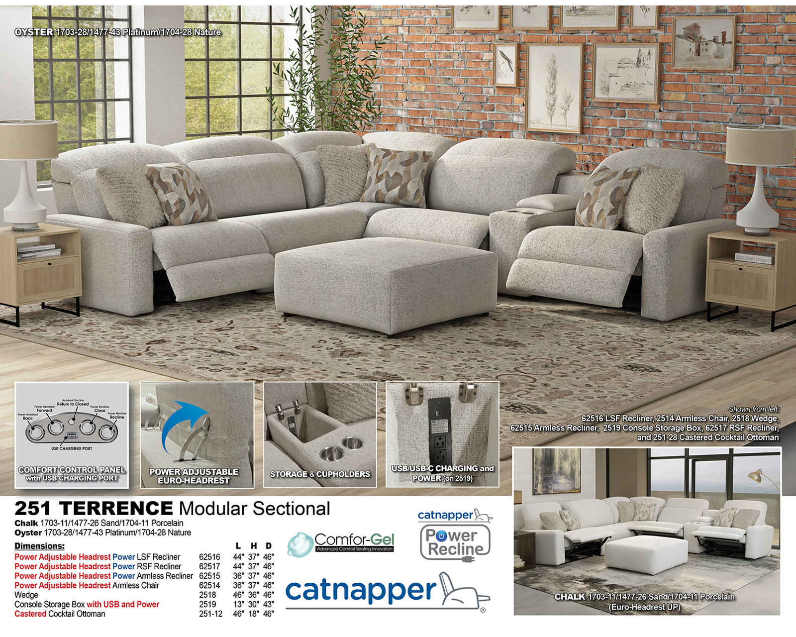 Terrence Modular Euro Styled Power Headrest Power Reclining Sectional (2 colors) - The Comfort You Deserve. The Quality You Expect.